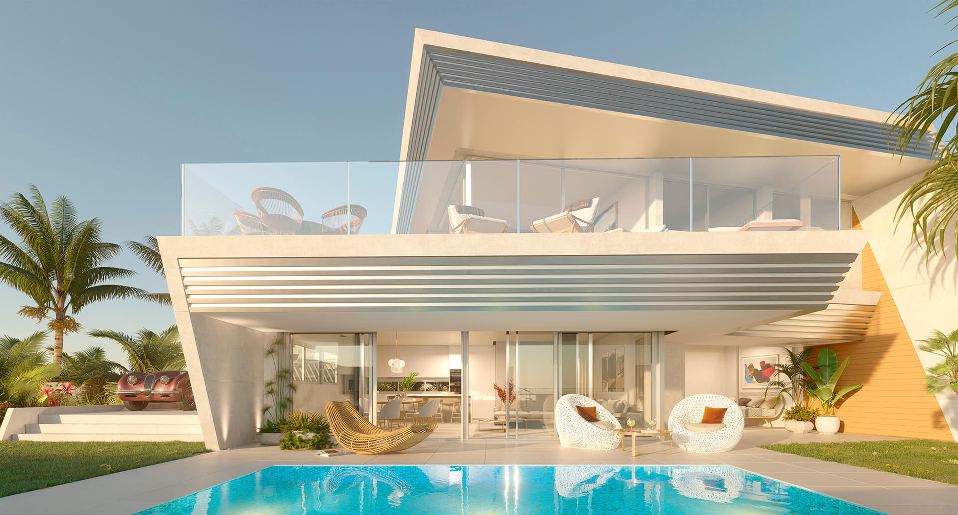 Moderni arkkitehtuuri panoraamanäköalalla merelle – Costa del Sol
